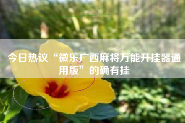 今日热议“微乐广西麻将万能开挂器通用版”的确有挂