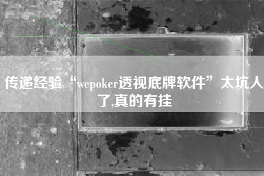 传递经验“wepoker透视底牌软件”太坑人了,真的有挂