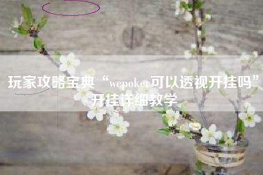 玩家攻略宝典“wepoker可以透视开挂吗”开挂详细教学