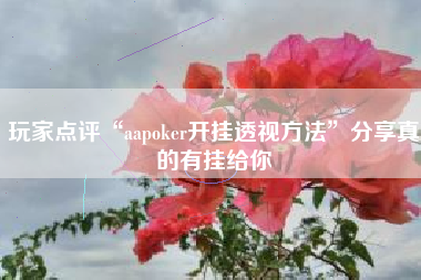 玩家点评“aapoker开挂透视方法”分享真的有挂给你