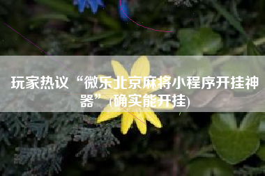 玩家热议“微乐北京麻将小程序开挂神器”(确实能开挂)