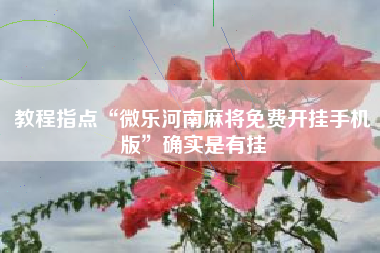 教程指点“微乐河南麻将免费开挂手机版”确实是有挂