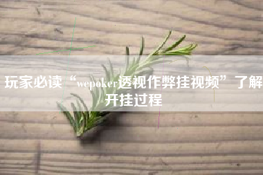 玩家必读“wepoker透视作弊挂视频”了解开挂过程