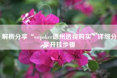 解析分享“wepoker德州透视购买”详细分享开挂步骤 解析分享“wepoker德州透视购买”详细分享开挂步骤