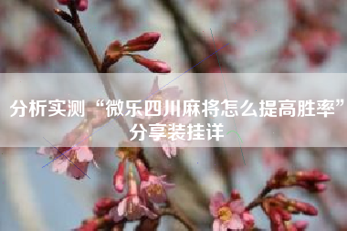 分析实测“微乐四川麻将怎么提高胜率”分享装挂详 分析实测“微乐四川麻将怎么提高胜率”分享装挂详