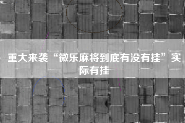 重大来袭“微乐麻将到底有没有挂”实际有挂 重大来袭“微乐麻将到底有没有挂”实际有挂