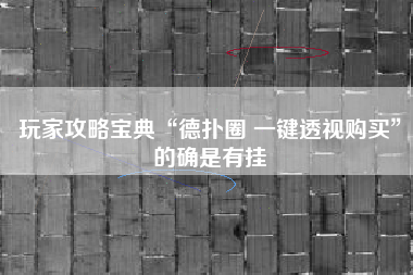 玩家攻略宝典“德扑圈 一键透视购买”的确是有挂