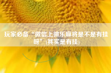 玩家必备“微信上微乐麻将是不是有挂呀”(其实是有挂)