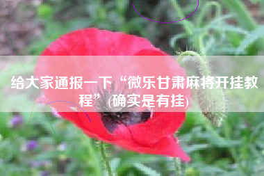 给大家通报一下“微乐甘肃麻将开挂教程”(确实是有挂) 给大家通报一下“微乐甘肃麻将开挂教程”(确实是有挂)