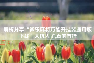 解析分享“微乐麻将万能开挂器通用版下载”太坑人了,真的有挂