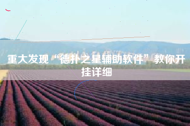 重大发现“德扑之星辅助软件”教你开挂详细