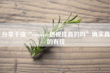 分享干货“wepoker透视挂真的吗”确实真的有挂