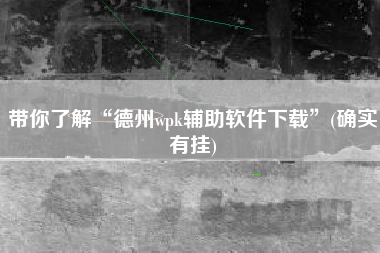 带你了解“德州wpk辅助软件下载”(确实有挂)