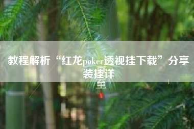 教程解析“红龙poker透视挂下载”分享装挂详 教程解析“红龙poker透视挂下载”分享装挂详